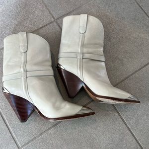 Isabel Marant Limza leather white gray chalk leather boots 39 9
